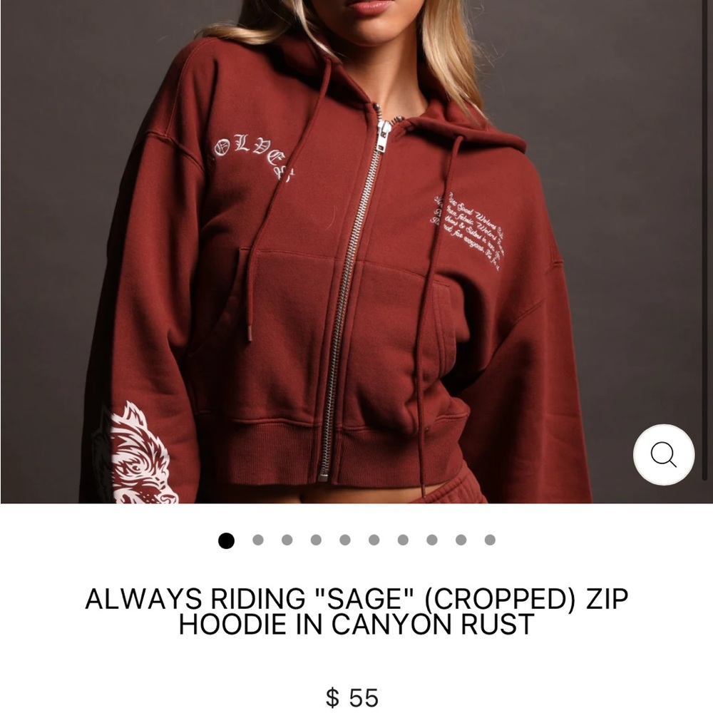 Darcsport SHE ALWAYS RIDING "SAGE" (CROPPED) ZIP HOODIE IN CANYON RUST